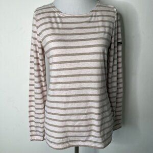 Saint James L'atelier Women's White Brown Striped Long Sleeve T-Shirt Size XS